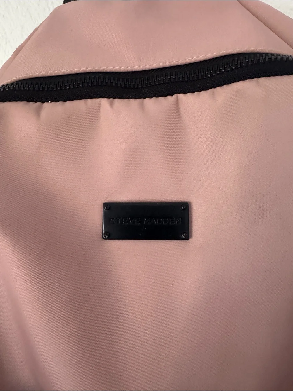 Steve Madden Blush Pink Quilted Front Backpack with Black Trim
